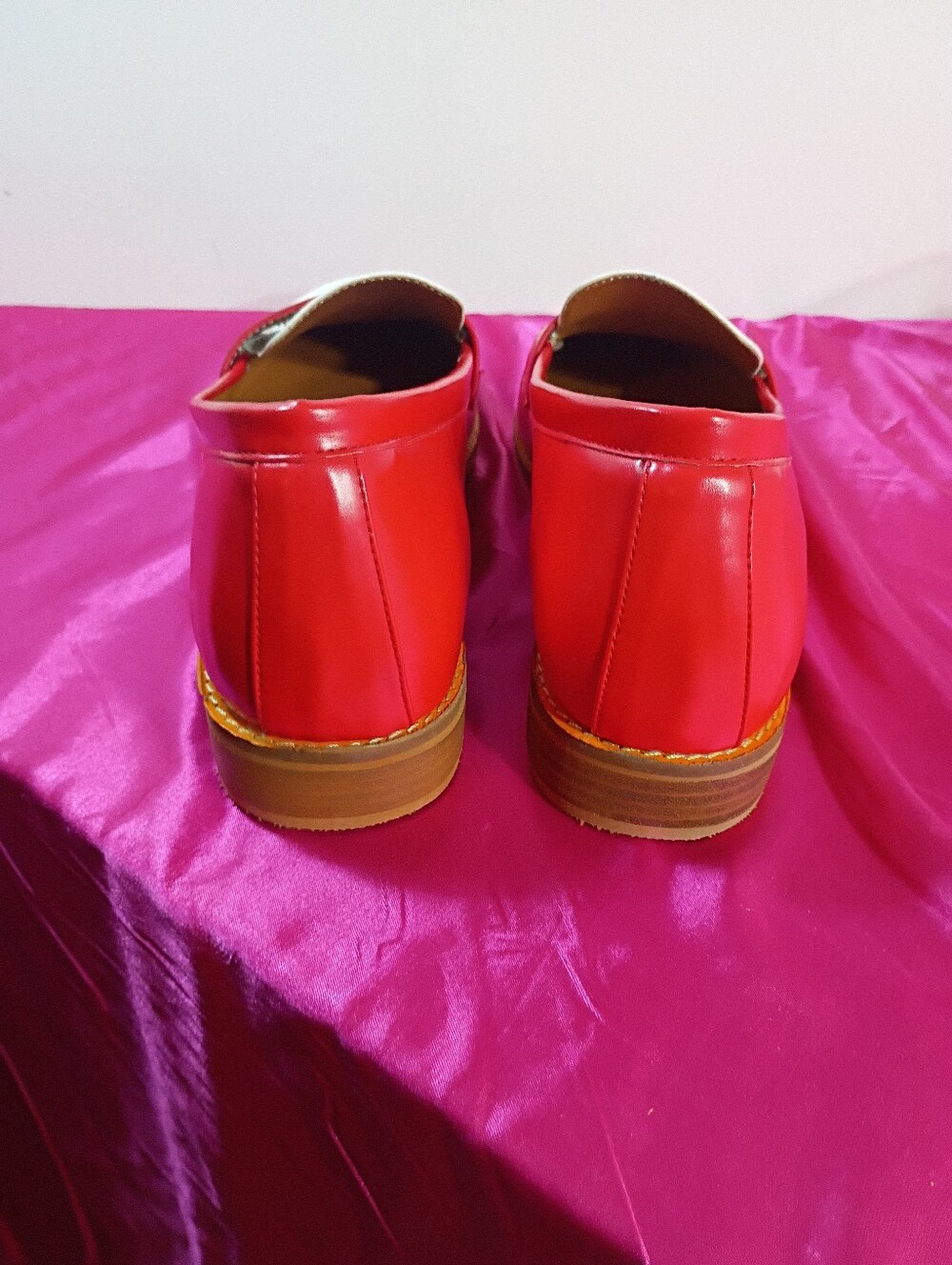 FSJ Shoes Women's SZ 15 Red and White Round Toe Loafers Office Casual - Picture 8 of 10
